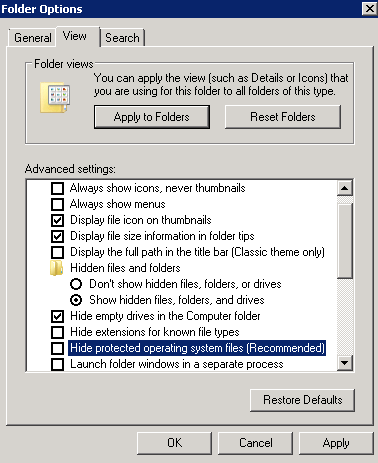 Folder Options Registry Vista
